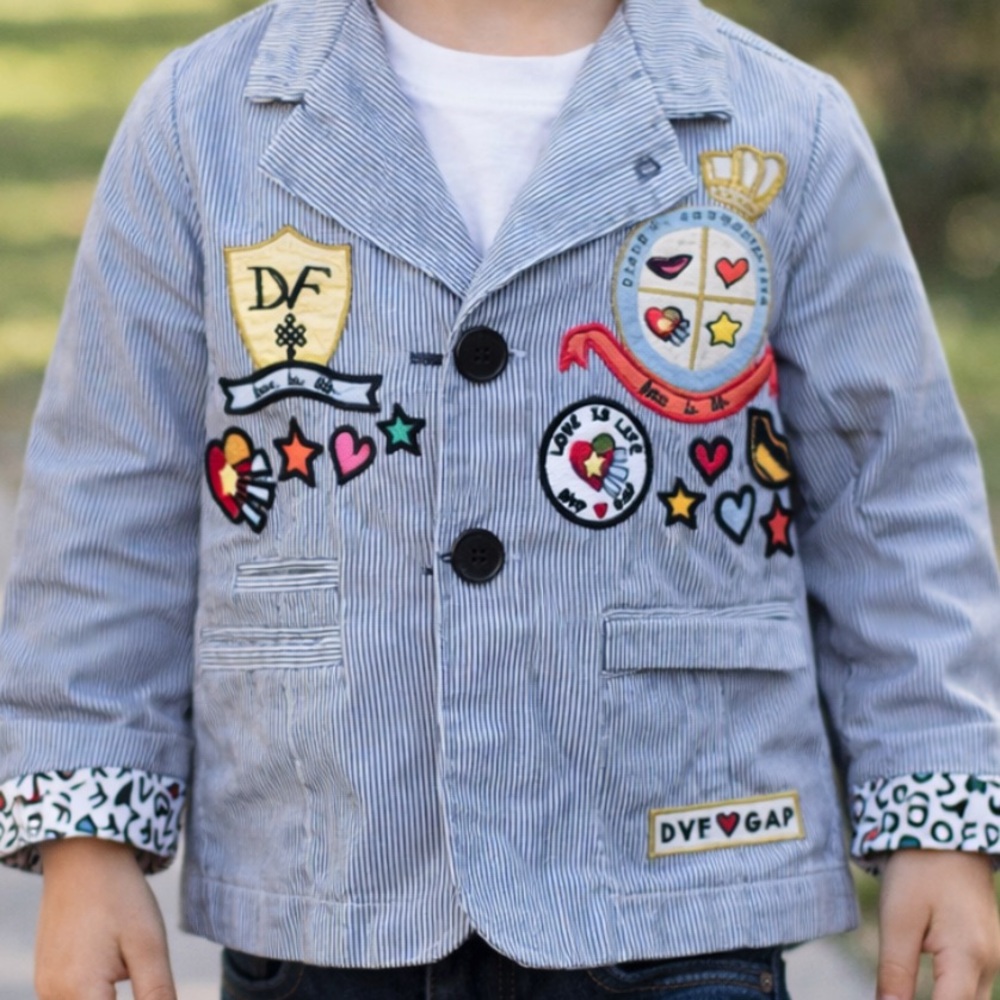 Diane von Furstenberg Girls Size 4 Blazer Jacket Embroidered Patchwork Designer